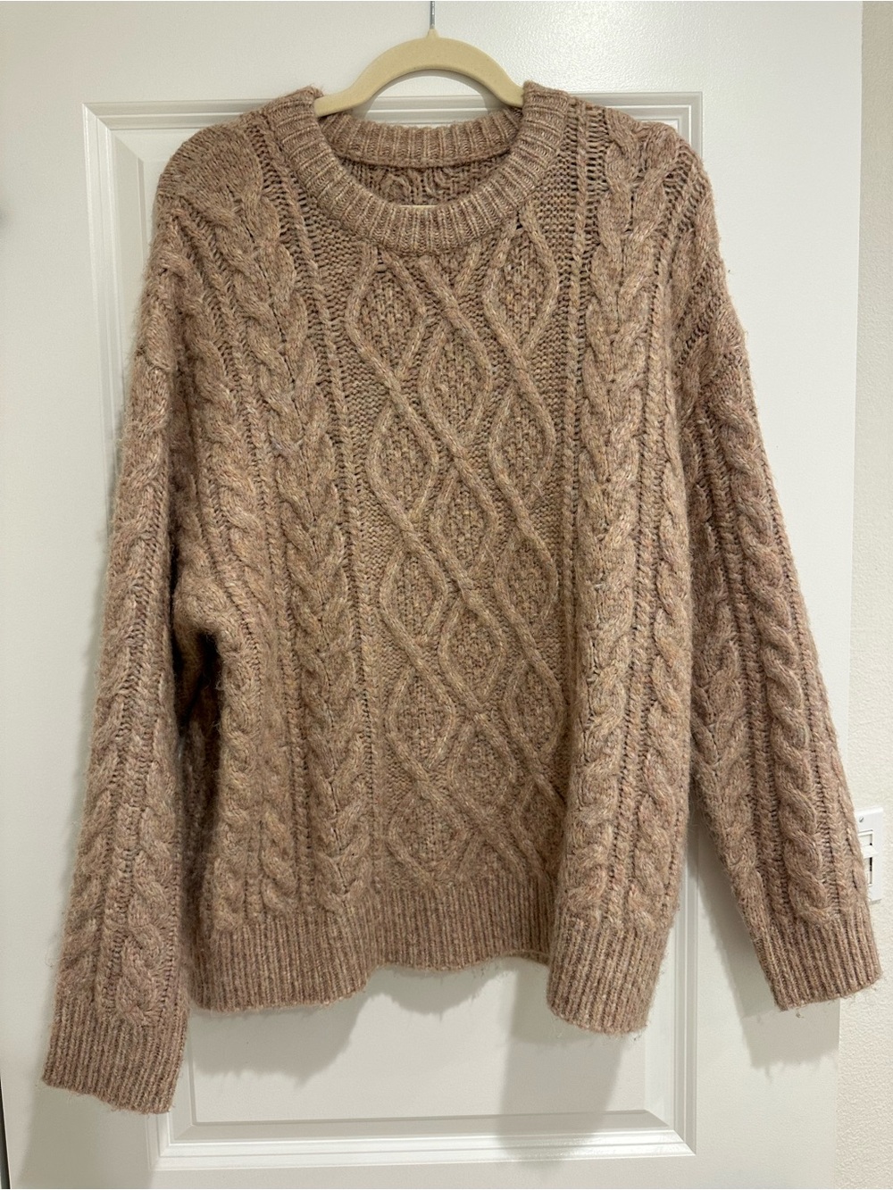 Daily Drills Cable Knit Crewneck Sweater - Taupe
